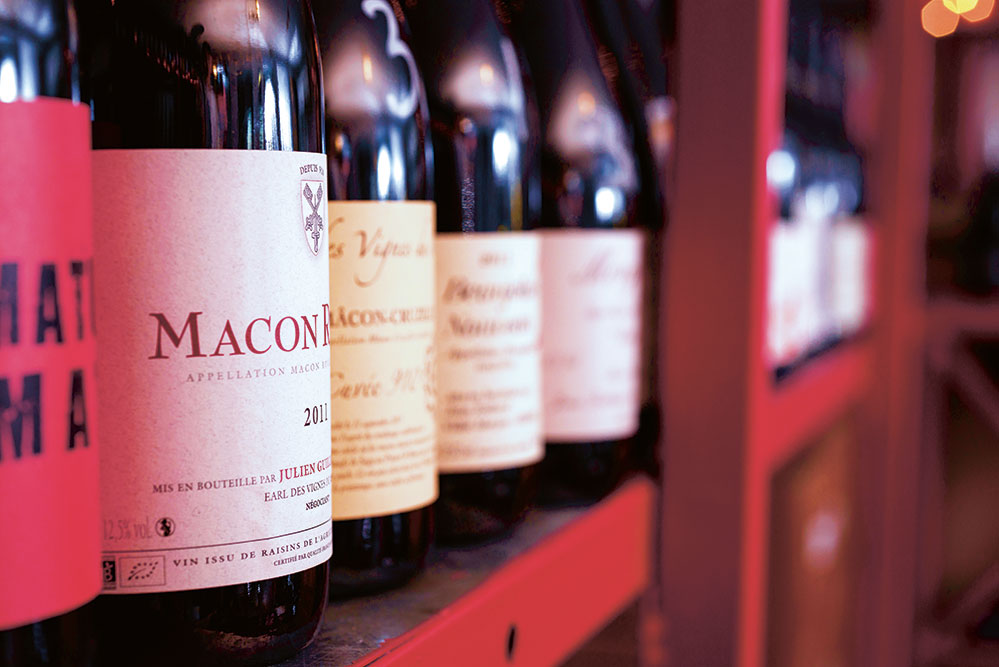 A selection of natural wines from La Cabane